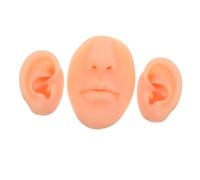TOGEVAL 3 Piezas Modelos de Silicona para Piercing Flexibles y Realistas Set de Práctica con Oreja Nariz y Boca para Entrenamiento Perforaciones y Maquillaje Molde Corporal Suave y