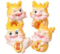 TOGEVAL 4 Adornos De Resina para Escritorio Diseño De Animales del Año del Dragón Miniatura De Dragón Decoración De Coche Decoración De Interior Mesa Color