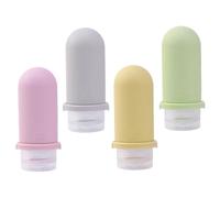 TOGEVAL 4 piezas Botellas de Silicona Anti-fugas de Viaje Recargables y Portátiles para Champú Loción Gel de Ducha con Colores para Fácil Clasificación