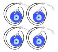 TOGEVAL 4 piezas Collar Ojo Azul de Vidrio con Colgante Redondo de Ojo Protección Unisex Joyería Amuleto Suerte Elegante para Mujeres y Hombres