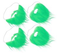 TOGEVAL 4 Piezas de Barbas Postizas Verdes de Franela Ligeras y Creativas para Disfraz de Maquillaje en Fiesta del Día de San Patricio