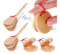 TOGEVAL 4 Piezas de Madera Españolas Instrumentos de Percusión de Dedo y Mano para Flamenco y Música Folclórica Acabado Pulido con Sonido para Eventos y Enseñanza Musical