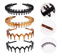 TOGEVAL 4 Piezas Diademas Antideslizantes Retro para Mujer Bandas para Lavar Cara y Maquillaje Accesorios Simples para Cabello Modelos Negro y Marrón Diseño de Ramas y Guirnaldas