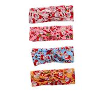 TOGEVAL 4 Piezas Diademas Navideñas Elásticas con Banda Deportiva para Yoga Running y Diario Diseño Santa Claus Colores Amarillo Azul Rosa y Rosa