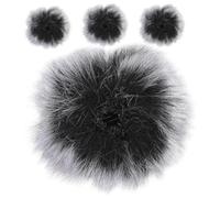 TOGEVAL 4 piezas Protector de Micrófono Peludo Gris y Negro Funda Antiviento para Micrófonos Lavalier Ligera y Fácil de Instalar contra Ruido y Salpicaduras