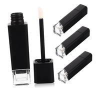 TOGEVAL 4 piezas Tubos de Brillo Labial Recargables de Envases de Plástico Transparente con Base Negra Compacto y Ligero para Mujeres Contenedores Seguros para Bálsamo Labial y Gloss