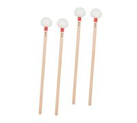 TOGEVAL 4 Piezas Unidades de Baquetas para Timbal con Cabeza de Fieltro Mango de Madera Rojo Palos de Percusión Profesionales para Banda Escolar y Estudio