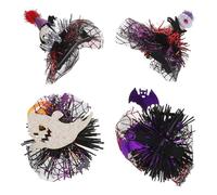 TOGEVAL 4piezas Pinzas Pelo de Mascotas de Halloween Adornos Diseño de Telaraña Accesorios para Disfraces de Perros y Gatos para Fiestas de Día de Muertos