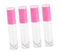 TOGEVAL 4piezas Tubos Brillo Labios Vacíos Reutilizables Transparentes Portátiles Para Viaje Maquillaje Almacenamiento Compacto