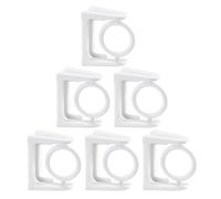 TOGEVAL 6 Piezas Soporte Adhesivo para Barra de Cortina y Barra de Toalla de Baño, Soporte de Pared sin Taladro, Anilla Redonda Giratoria, Abs Blanco, para Baño y Cocina