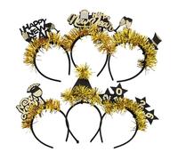 TOGEVAL 6 Piezas Unidades Diademas Año Negro y Elegante Accesorios Brillantes para Fiesta Nochevieja Tocado Festivo para Mujeres y Niñas Decoraciones de Celebración