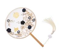 TOGEVAL Abanico De Boda Chino Redondo Accesorio De Novia Antiguo Abanico Azul Para Boda Para Fotos De Chino