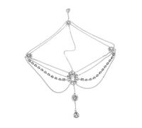 TOGEVAL Accesorios Para El Cabello De Cristal Cadena De Cabeza De Borla Tiara De Oro Diadema De Boda Cadena De Frente De Diamantes De Imitación Cadena De Cabeza Elástica Silver El Plastico