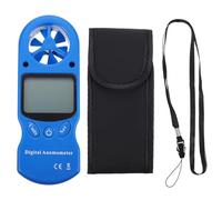 TOGEVAL Anemómetro Digital con Pantalla Lcd Retroiluminada de Mano Mini Higrotermógrafo de Plástico Azul Medición de Velocidad del Viento, Bolsa de Almacenamiento para Monitoreo