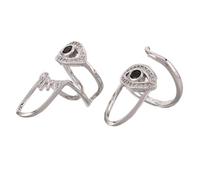 TOGEVAL Anillos de Uñas para Mujer Diseño de Ojo Malvado Ajustables y Reutilizables 2 Piezas en Plata Decoración de Punta de Uñas para Manicura para Fiestas y Uso Diario