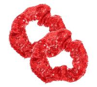 TOGEVAL Anillos Elásticos Cabello 2 Piezas Lentejuelas Rojas para Navidad Suaves de Tela que No Dañan el Cabello, Ideales para Fiestas y Salidas Nocturnas