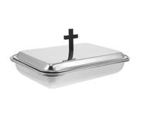 TOGEVAL Bandeja para Comunión de Acero Inoxidable 304 con Tapa Soporte para 40 Copas de Jugo de Uva Utensilios Sacramentales para Iglesias Bandeja Rectangular Portátil y Fácil de