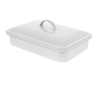 TOGEVAL Bandeja para Hornear Esmaltada de Color Claro de 30x20cm con Tapa, Resistente al Calor y Práctica con 4 Puntos de Apoyo todo Tipo de Cocinas y Postres