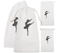 TOGEVAL Bolsas para Zapatos de Baile Cordón, Bolsa de Tela Resistente, 4 Piezas para Niñas, Almacenamiento Portátil para Zapatillas de Ballet, Tamaño 13x27 Cm, Usos Múltiples en Danza y Viaje