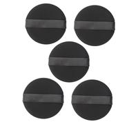 TOGEVAL Borlas de Maquillaje Negras 5 Unidades, Esponjas sin Látex para Polvo Suelto, Tamaño Mediano, Aptas para Profesionales y Uso Diario en Salón, Hogar y Viajes