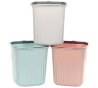 TOGEVAL Bote de Basura Pequeño sin Tapa 3 Piezas para Dormitorio y Baño, Plástico Pp Resistente, Conjunto Doméstico Aro Prensador, Colores, Adecuado para Oficina y Cocina