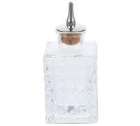 TOGEVAL Botella amarga portátil de vidrio 90 ml con cierre de corcho natural, multifunción para uso en fiestas y barras, diseño cuadrado y compacto