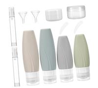 TOGEVAL Botellas de Viaje de Silicona Reutilizables para Loción Champú Gel Cremas con Pulverizador y Espátula para Cosméticos y Cuidado Personal