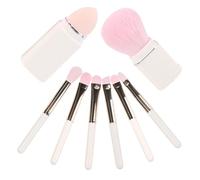 TOGEVAL Brochas de Maquillaje Mini Portátil con Mango para Mujer Juego Práctico para Ojos Rubor y Labios Incluye Estuche Organizador Compacto