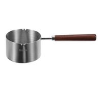 TOGEVAL Cacerola Pequeña de Acero Inoxidable Mango de Madera y Diseño Práctico Multifuncional para Verter Aceite Caliente y Calentar Líquidos 250 Ml