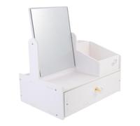 TOGEVAL Caja de Almacenamiento para Cosméticos con Cajón y Espejo, 1 Unidad, Tamaño Mediano, Material Pvc Resistente, para Mujer, Organizador de Escritorio para Tocador y Maquillaje