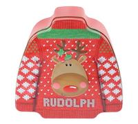 TOGEVAL Caja de Navidad de Hojalata Reutilizable Roja Tapa Caja Pequeña Metálica para Dulces Galletas y Almacenamiento Portátil Organizador Práctico para Regalos y Objetos Pequeños