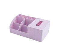 TOGEVAL Caja Organizadora Multifuncional de Plástico para Pañuelos y Cosméticos Soporte Práctico para Brochas y Accesorios de Maquillaje Color Púrpura Nórdico para Escritorio y Hogar