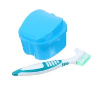 TOGEVAL Caja para Prótesis Dental con Cepillo Estuche de Almacenamiento Compacto y Seguro con Filtro para Limpieza y Protección de Dentaduras Completas Parciales y Color Color