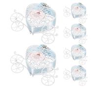 TOGEVAL Cajas de Dulces para Bodas en Hierro Azul 6 Unidades Diseño Creativo de Carruaje en Forma de Corazón Adecuado como Centro de Mesa y Obsequio para Invitados en Celebraciones