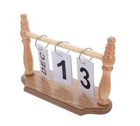 TOGEVAL Calendario Perpetuo de Madera Estilo Nórdico Calendario Mensual Vintage de Sobremesa Decoración de Escritorio Acabado Natural