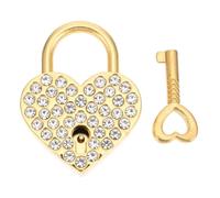 TOGEVAL Candado en Forma de Corazón Dorado para Parejas Candado de Deseos Escénico Incrustaciones de Gemas Resistente Intemperie Adecuado para Eventos y Viajes 1 Pieza