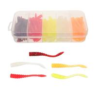 TOGEVAL Cebos de Pesca Blandos de Gusano Artificiales Realistas, Kit de 100 Piezas Multicolor para Agua Dulce y Salada, Señuelos de Plástico Blando para Pesca Señuelos de Larvas