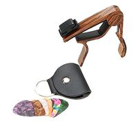 TOGEVAL Cejilla Para Guitarra Diseño Madera Oscura Juego De 6 Púas y Porta Púas, Accesorio Para Afinar Guitarras, Resistente Al Desgaste, Adecuado Para Músicos Principiantes y Avanzados