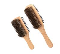 TOGEVAL Cepillo Pelo de Hombre Doble Cara Cerdas de Jabalí y Nylon para Desenredar y Peinar, Diseño Ergonómico de Madera de Caucho, Pack de 2 Unidades