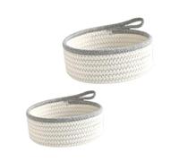 TOGEVAL Cestas Tejidas Para Almacenamiento Grandes y Pequeñas, Cesta De Hilo De Algodón, Contenedores Decorativos Para Artículos Diversos, Conjunto De 2 Unidades, Organizador Hogar y Oficina