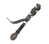 TOGEVAL Cinturón Ancho de Mujer Estilo Bohemio Vintage Piel Sintética Negra Hebilla de Cobre Cinturón para Vestidos y Jeans Accesorio de Cintura Western Ajustable para Uso Casual y