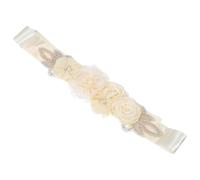 TOGEVAL Cinturón Nupcial Gemas de Imitación y Perlas Cinturón Floral para Vestido de Novia y Maternidad Faja Elegante de 270 CM Color Blanco Crema para Bodas y Fiestas