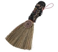 TOGEVAL Colgante de Escoba de Bruja de Cuarzo Natural Negro Mini Escoba de Cristal Feng Shui Cristales de Cinco Elementos Decoración Espiritual para Halloween Altar y Meditación 1