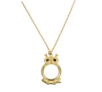 TOGEVAL Collar Colgante Vintage Lupa 6X en Forma de Búho Dorado Cadena Larga de Metal para Mujer Accesorio de Joyería Lupa para Leer Libros y Manualidades Adecuado para Suéter y Ropa