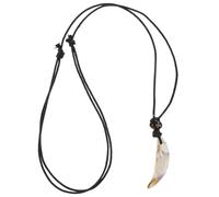 TOGEVAL Collar con colgante de lobo de imitación de acrílico, joyería vintage de dientes falsos para hombres y mujeres, diseño único y ligero para uso diario, símbolo de fuerza y confianza