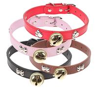 TOGEVAL Collares Ajustables De Cabra con Cascabeles Fuertes, Collares De Oveja De Nylon Resistentes, Tamaño l 4 Piezas Rojo, Negro, Rosa y Marrón, para Ganado Doméstico y Animales De Granja Pequeños