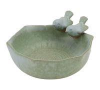 TOGEVAL Comedero para Pájaros Cerámico Verde Ornamento Decorativo para Jardín Cuenco Alimentador Duradero y Reutilizable para Exteriores y Patios