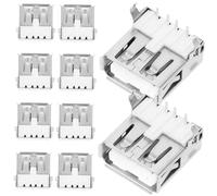 TOGEVAL Conector USB Hembra de Repuesto 90 Grados, Usb-a 2.0, Borde Enrollado y Cubierta Posterior Protectora, 100 Piezas para Reparación y Soldadura, Alta Velocidad para Dispositivos