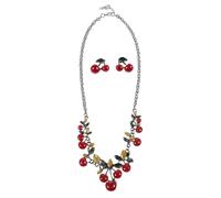 TOGEVAL Conjunto de Collar y Aretes de Cereza para Mujer y Niñas Joyería Nupcial Elegante Aretes Estéticos y Collar de Cereza Accesorios para Bodas Fiestas y Ocasiones Obsequios