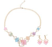 TOGEVAL Conjunto de Collar y Pendientes Coloridos para Mujer Set de Joyería Femenina Ligera y Versátil en Colores Candy Accesorios Perfectos para Celebraciones y Uso Diario